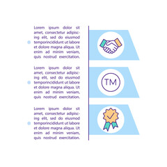 Business cooperation concept icon with text. Businessman handshake. Enterprise development PPT page vector template. Brochure, magazine, booklet design element with linear illustrations