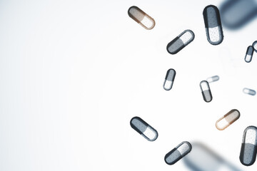 Abstract polygonal capsule and pills hologram.
