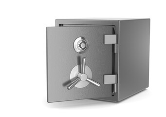 Metal security safe box onw white background