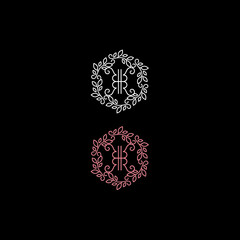 letter R floral design a sign wedding simbol 