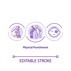 Physical punishment concept icon. Domestic violence. Harm and injury from parent beating. Child safety idea thin line illustration. Vector isolated outline RGB color drawing. Editable stroke