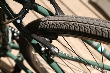 Brakes on a city bicycle. This photo selective focus. 