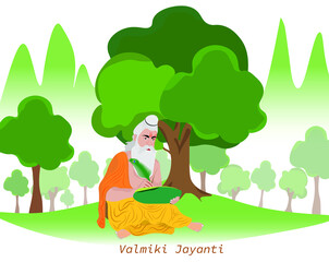 Obraz na płótnie Canvas Valmiki jayanti and ram in background vector illustration.