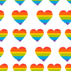 Seamless pattern LGBT hearts . Rainbow heart. Symbol lgbt culture. Vector illustration isolated on white backgraund.