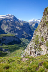 Alpine glaciers and mountains landscape in French alps.