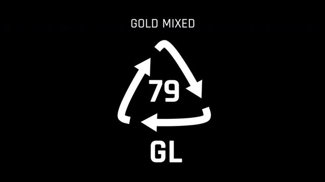 Gold Mixed or GL or number 79 Recycle Symbol Animation Seamless Loop