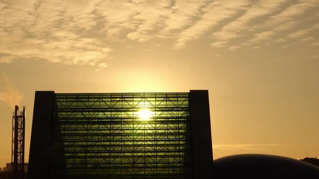Modern building clouds time lapse