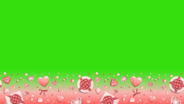 Pink Objects seamless border. Looping Animation