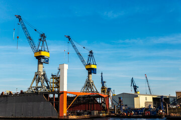 Container cranes in the port of Hamburg, Germany