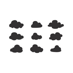 Clouds black vector icon set. Cloud silhouettes collection.