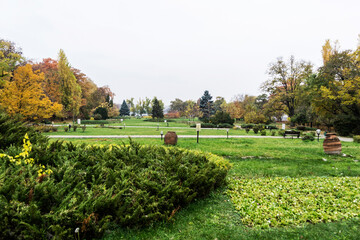 Autumn landscape in Herastrau park, Bucharest, Romania.