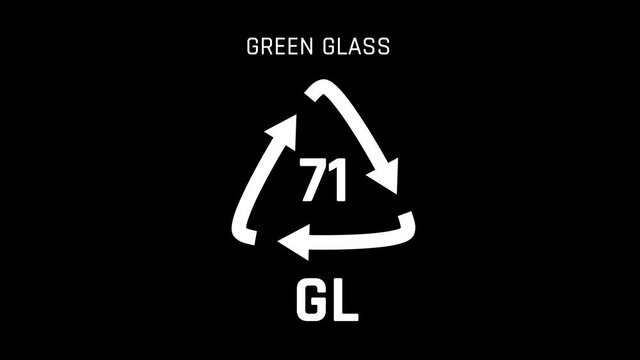 Green Glass or GL or number 71 Recycle Symbol Animation Seamless Loop