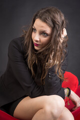 Studio portrait of a beautiful brunette girl.