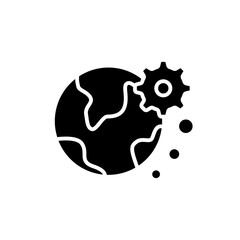 Global automation glyph icon. New normal concept. Automation, digitalization, smart solutions. New life after covid19 outbreak, pandemic time influence. Isolated silhouette vector illustration