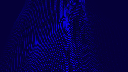 Dinamic wave of dots. background. 3D futuristic illustration.