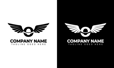 Letter O with wings. Template for logo  label  emblem  sign  stamp. Vector illustration.