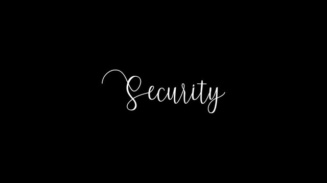 Security Animated Appearance Ripple Effect White Color Cursive Text on Black Background