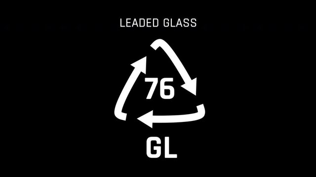 Leaded Glass or GL or number 76 Recycle Symbol Animation Seamless Loop