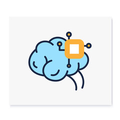 Ai mind line color icon. New normal concept. Ai innovations. Automation, digitalization, smart solution. New life after covid19 outbreak, pandemic time influence. Isolated vector illustration