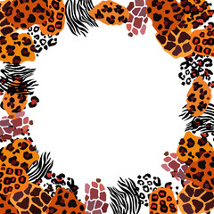 Animal vector frame. Abstract border on white background