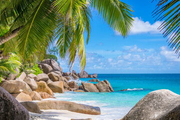 A view on Anse Georgette on Praslin island in Seychelles