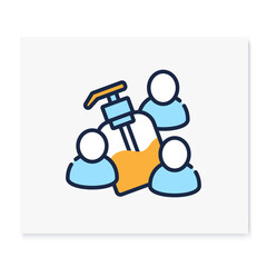 Public hygiene color icon. New normal concept. Antiseptic in public place. Hand sanitizing culture. New life after covid19 outbreak. Pandemic time. Isolated vector illustration