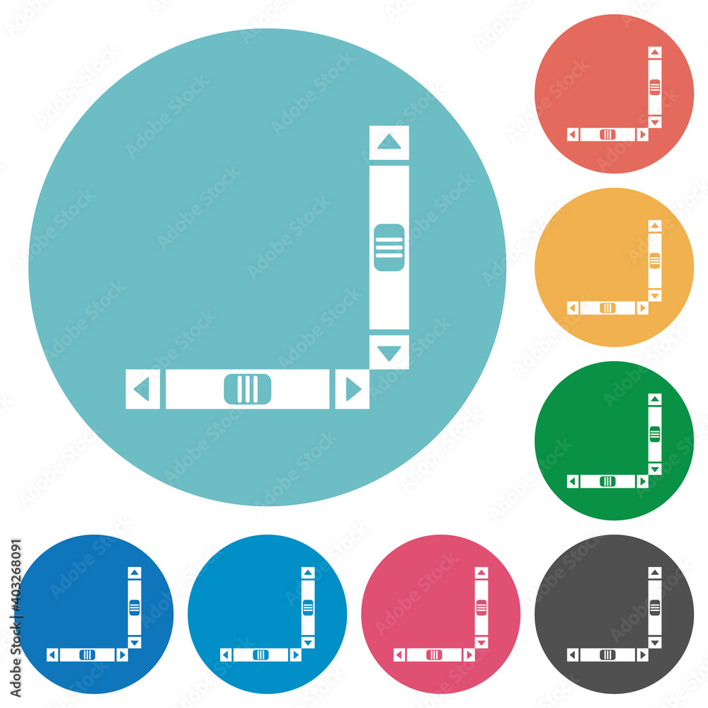 Poster vertical and horizontal scroll bars flat round icons