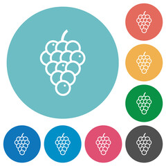 Grapes flat round icons