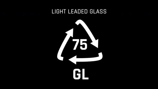 Light Leaded Glass or GL or number 75 Recycle Symbol Animation Seamless Loop