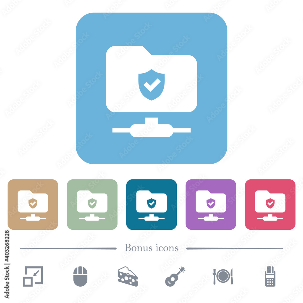 Aufkleber protected ftp flat icons on color rounded square backgrounds