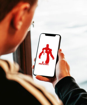 iron man marvel on glossy realistic texture