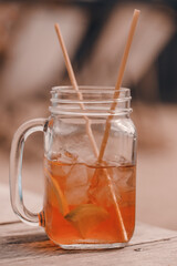 Ice tea in a clear jug