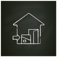 Contactless delivery chalk icon. New normal concept. Social distancing and self isolation. Online shopping. New life after covid19 outbreak. Pandemic time. Isolated vector illustration on chalkboard