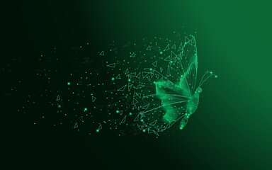 Butterfly digital isolated on background. Butterfly vector for banner, poster, placard and wallpaper. Butterfly vector useful for cover and flyer. Butterfly polygon vector background