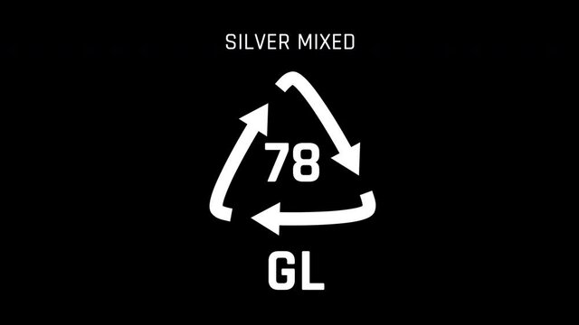 Silver Mixed Glass or GL or number 78 Recycle Symbol Animation Seamless Loop