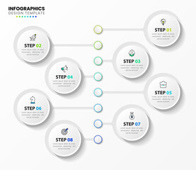 Infographic design template. Timeline concept with 8 steps