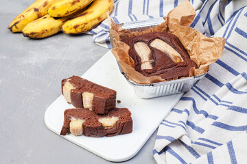 Healthy banana bread or cake for breakfast