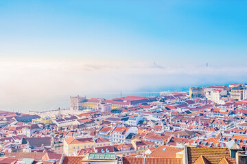 Obraz premium Colorful top view on Lisbon, Portugal