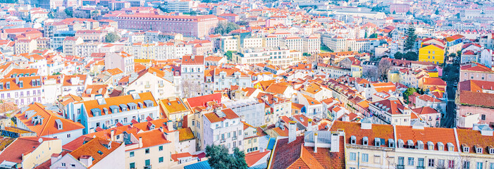 Colorful top view on Lisbon, Portugal