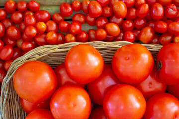Red ripe organic tomato background