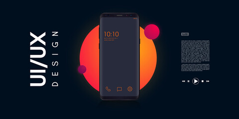 UI or UX design concept, conceptual illustration of smartphone, mobile app or website with multiple option in retro effect background- Vector Illustration.