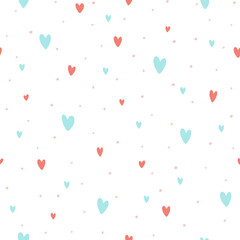 Seamless background with Pink and Blue Hearts