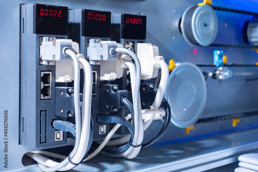 Poster distribution board with sensors. connecting wires to the shield. computer equipment. radio-electroni