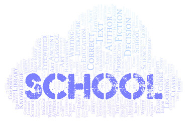 School typography word cloud create with the text only