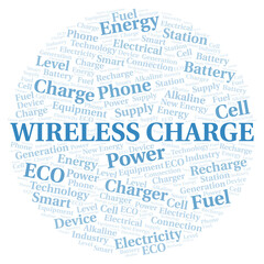 Wireless Charge typography word cloud create with the text only.