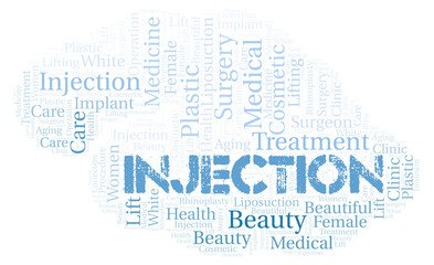 Fototapeta premium Injection typography word cloud create with the text only.