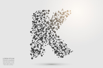 English letters abstract font consists 3d of triangles, lines, dots and connections. Vector illustration EPS 10.