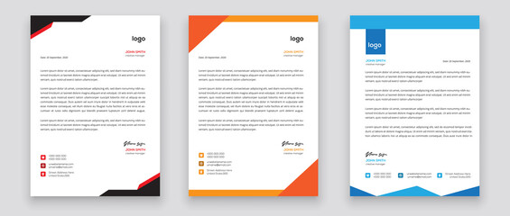 Business style letterhead template design for project with standard sizes.