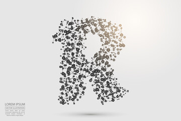 English letters abstract font consists 3d of triangles, lines, dots and connections. Vector illustration EPS 10.