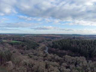 ladock wood in cornwall England uk aerial drone photograph